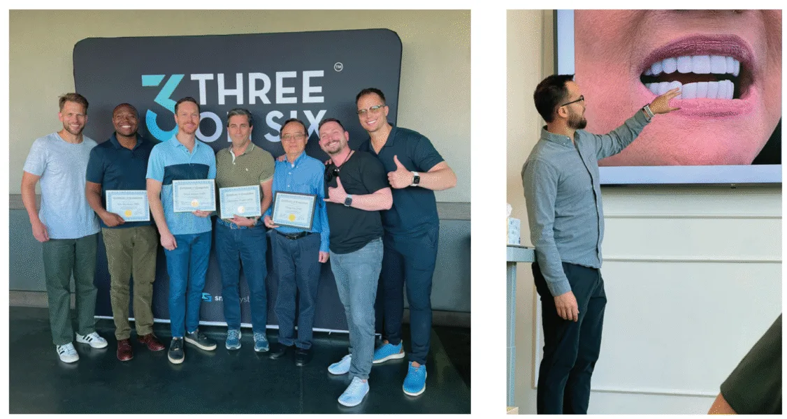 A group of new 3 on 6 providers receiving their certificate after completing training (left). Dr. RandyRoberts instructing new 3 on 6 providers (right)